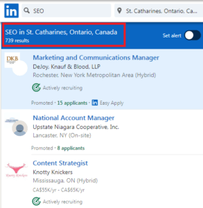 SEO Courses in St. Catharines - Job Statistics