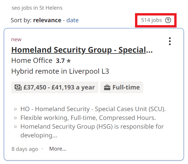 SEO Courses in St Helens- Job Statistics