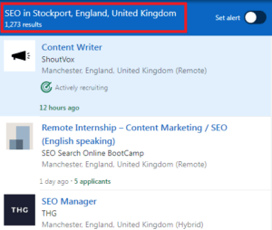 SEO Courses in Stockport - Job Statistics