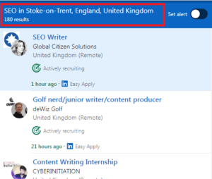 SEO Courses in Stoke on Trent - Job Statistics