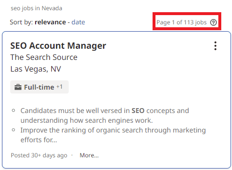 SEO Courses in Henderson - Job Statistics