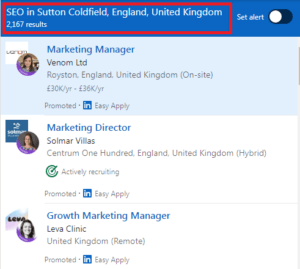 SEO Courses in Sutton Coldfield - Job Statistics