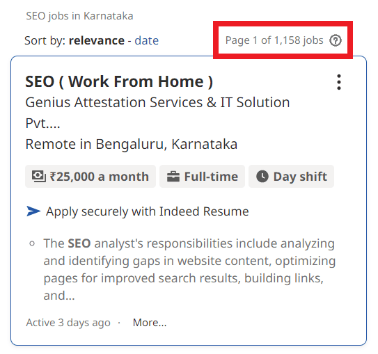 SEO Courses in Udupi - Job Statistics