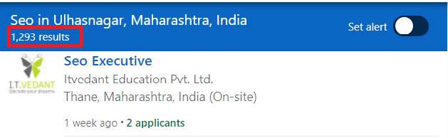 SEO Courses in Ulhasnagar - Job Statistics