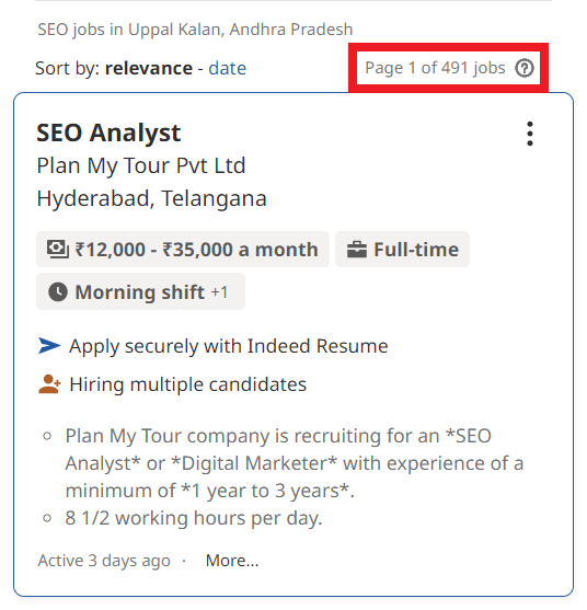 SEO Courses in Uppal Kalan - Job Statistics