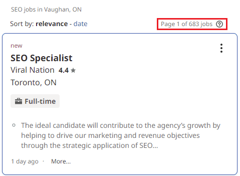 SEO Courses in Vaughan - Job Statistics