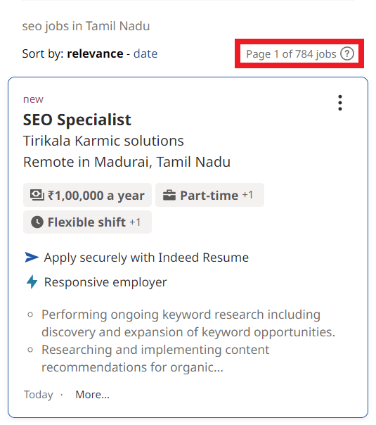 SEO Courses in Vellore - Job Statistics