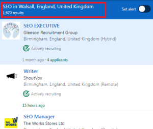 SEO Courses in Walsall - Job Statistics
