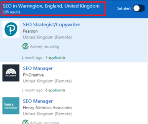 SEO Courses in Warrington - Job Statistics