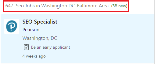 SEO Courses in Washington - Job Statistics