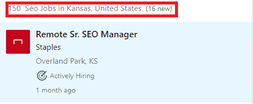 SEO Courses in Wichita - Job Statistics 
