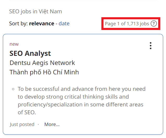 SEO Courses in Yen Vinh - Job Statistics