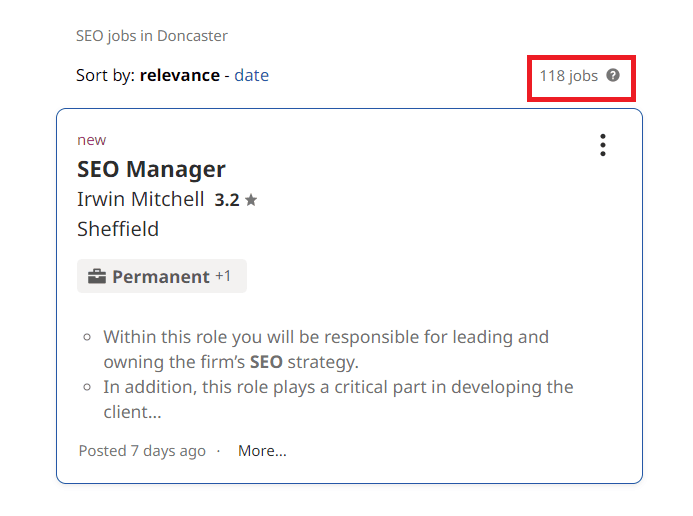 SEO Courses In Doncaster - Job Statistics