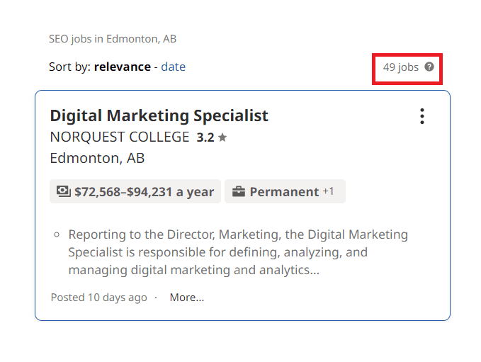 SEO Courses In Edmonton - Job Statistics