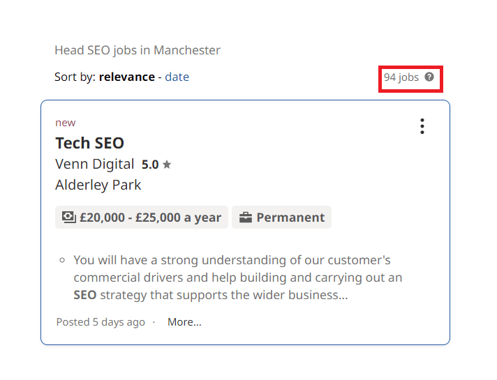 SEO Courses In Manchester- Job Statistics