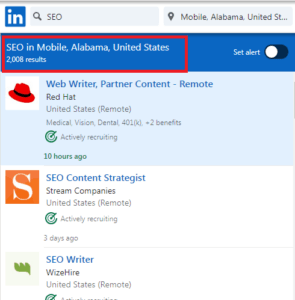 SEO Courses in Mobile -Job Statistics