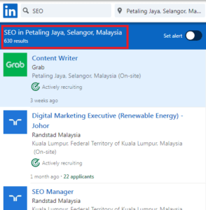 SEO Courses in Petaling Jaya - Job Statistics