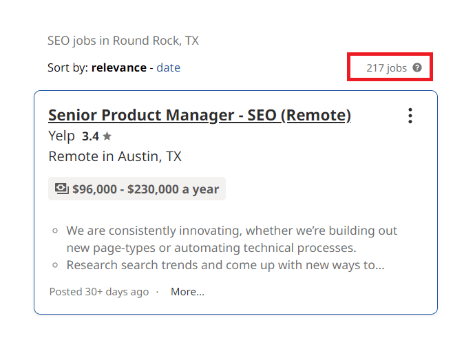 SEO Courses In Round rock - Job Statistics