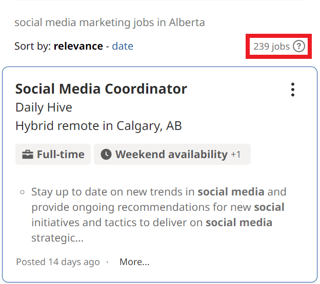 Social Media Marketing Courses in Calgary - Job Statistics