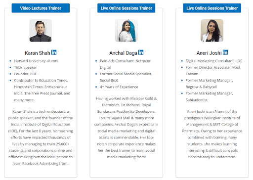 social media marketing courses in Pune - course faculty