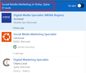 Social Media Marketing Courses in Doha - Job Statistics