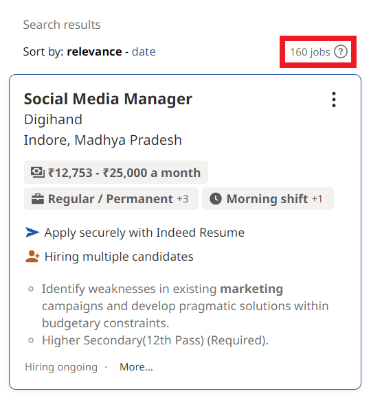 Social Media Marketing Courses in Indore - Job Statistics