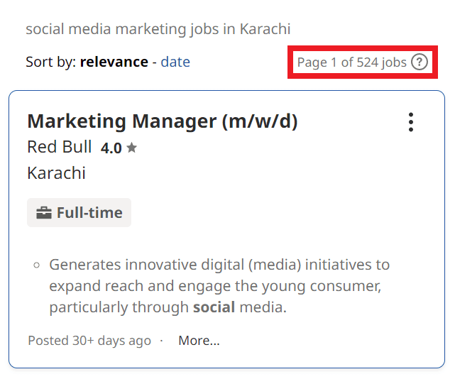 Social Media Marketing Courses in Karachi - Job Statistics