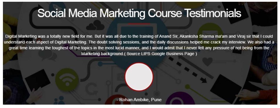 social media marketing courses in pune - lips india student reviews