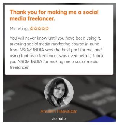 social media marketing courses in pune - nsdm student review