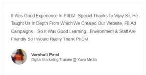 social media marketing courses in pune - piidm student reviews