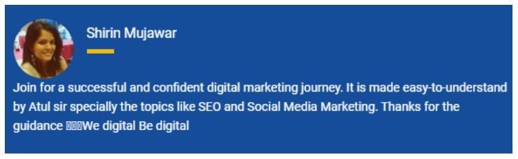 social media marketing courses in pune - victorrious digiital student review