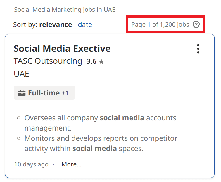 Social Media Marketing Courses in UAE - Job Statistics