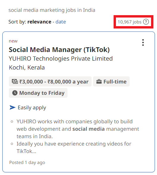 Social Media Marketing Courses in Vijayawada - Job Statistics