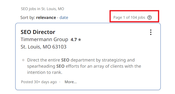SEO Courses In St. Louis - Job Statistics