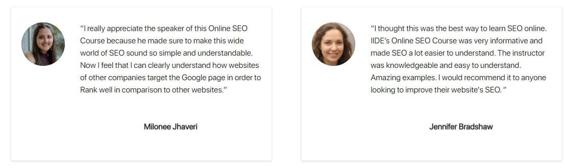 SEO Course in Vijayawada - IIDE Student Reviews