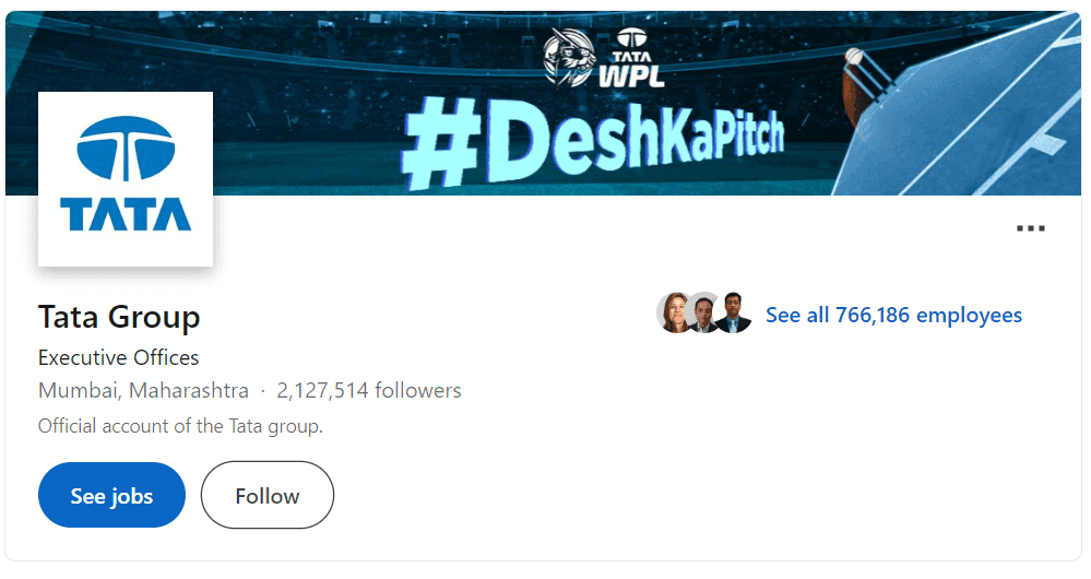 Tata Group Marketing Strategy Case Study- Social Media Presence- LinkedIn