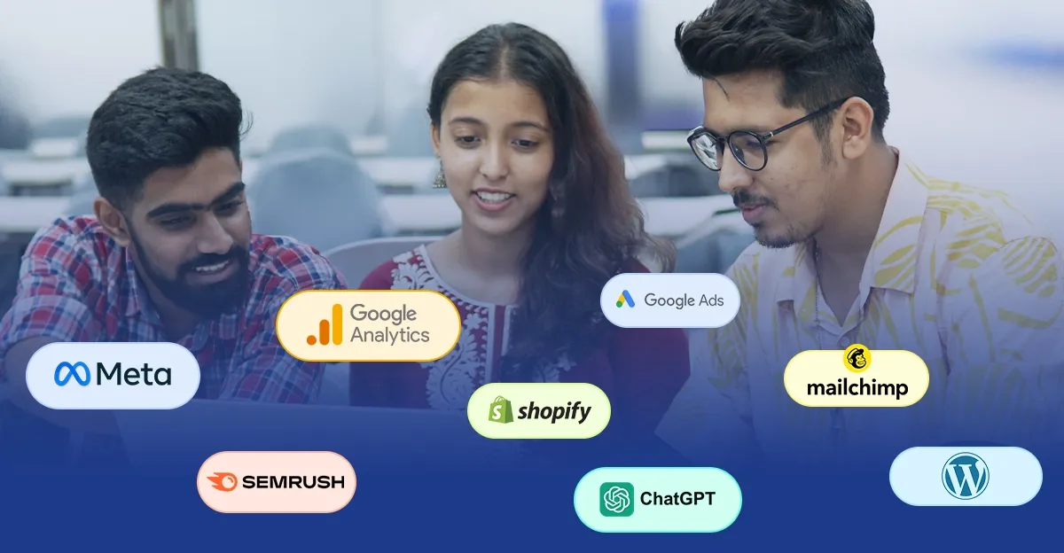 Students learning digital marketing