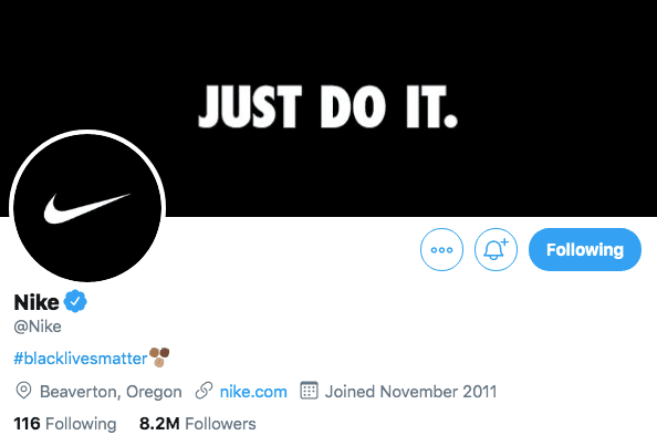 orm in digital marketing - twitter page of nike