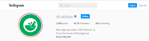 Marketing Strategy of Dr Vaidya - Instagram
