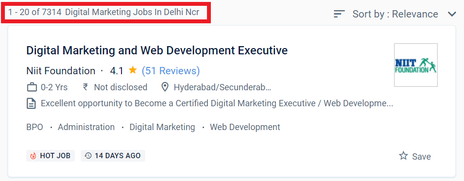 Digital Marketing Courses in Uttam Nagar - Job Statistics Image