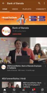 Bank of Baroda Marketing Case Study- Digital Presence- YouTube | IIDE