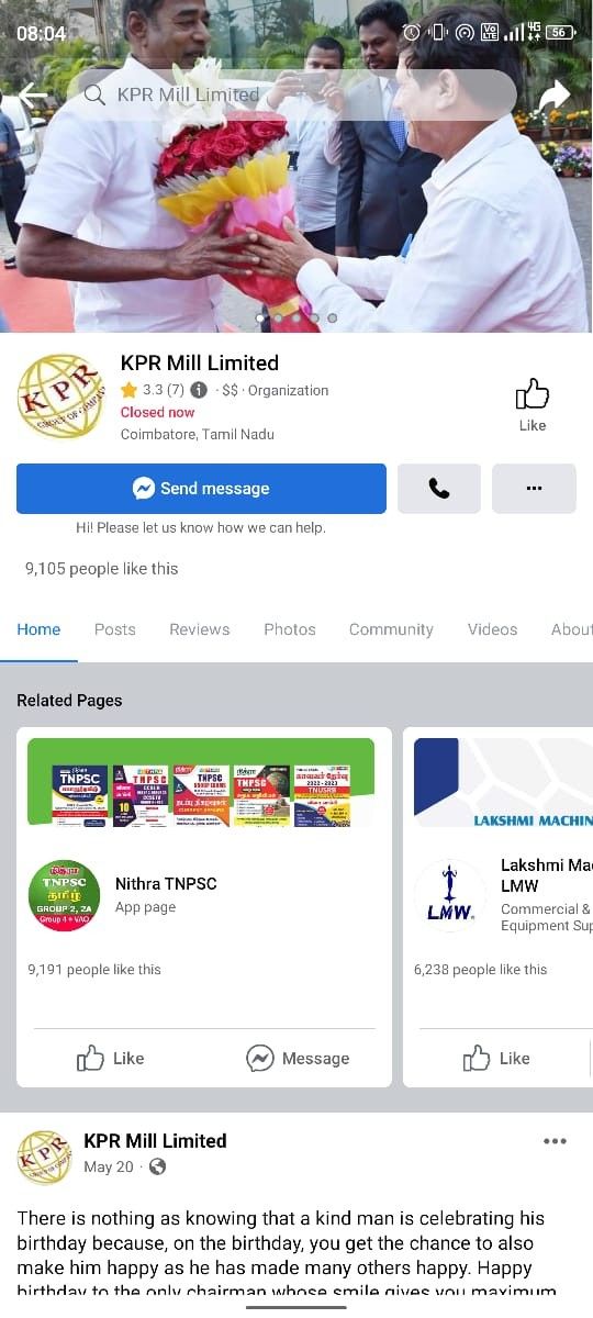 Marketing Strategy of KPR Mill - Facebook