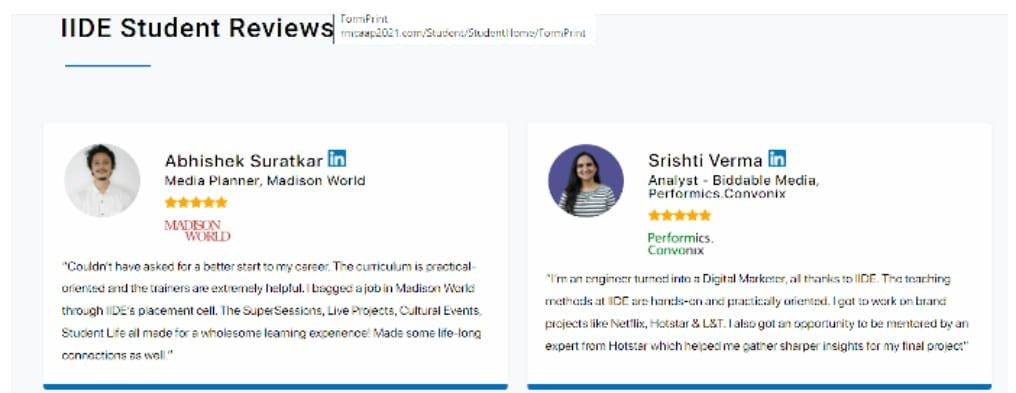 Scope of Digital Marketing -iide student reviews