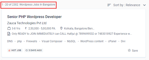 wordpress training in bangalore - job statistics