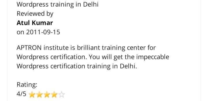 wordpress courses in delhi - aptron student review