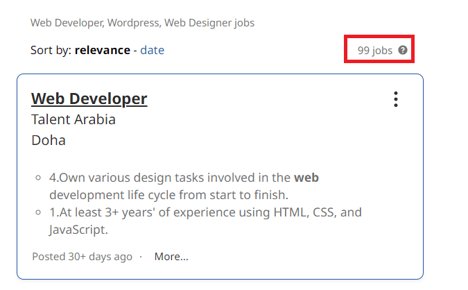 Wordpress courses in Doha- Job statistics
