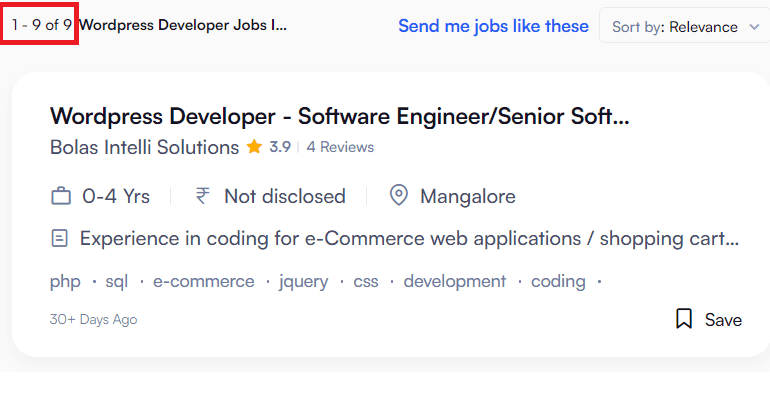 Wordpress courses in Mangalore - Job statistics