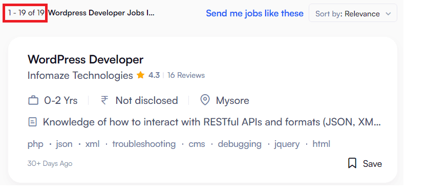 Wordpress courses in Mysore- Job statistics