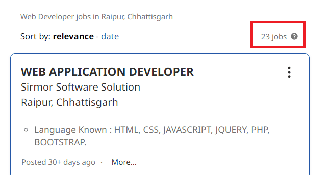 Wordpress courses in Raipur - Job statistics
